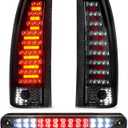 Tail Light + 3rd Third Brake Cargo Lamp for Chevy & GMC C1500 K1500 1988-1999; Chevy & GMC C2500 C3500 K2500 K3500 1988-2000, Chevy Blazer 1992-1994, Silverado 1994-1998 DOT Certified Rear Taillight