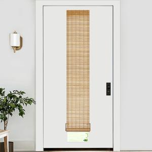 LazBlinds No Tools No Drill Bamboo Roller Shades, Cordless Bamboo Blinds, Light Filtering Roll Up Blinds for Windows, French Door, Porch or Patio, 12'' W x 70'' H, Squirrel
