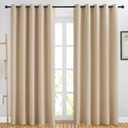 NICETOWN Blackout Curtains Panels for Living Room, 2 Panels, 66 x 80 Inch, Biscotti Beige, 3 Pass Microfiber Noise Reducing Thermal Insulated Solid Ring Top Blackout Window Drapes