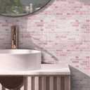 VICCI 12-Sheet Peel & Stick Tile Backsplash 12" x 12", Stick-On Wall Tiles for Kitchen, Bathroom & Laundry Room (Pink Marble Style)