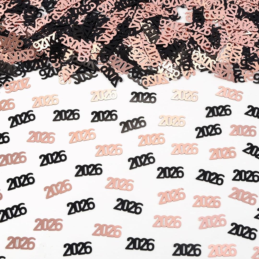 3 x Black and Rose Gold 2026 Confetti Graduation Table Centerpiece Grad Confetti for 2026 Graduation Party Decorations Supplies