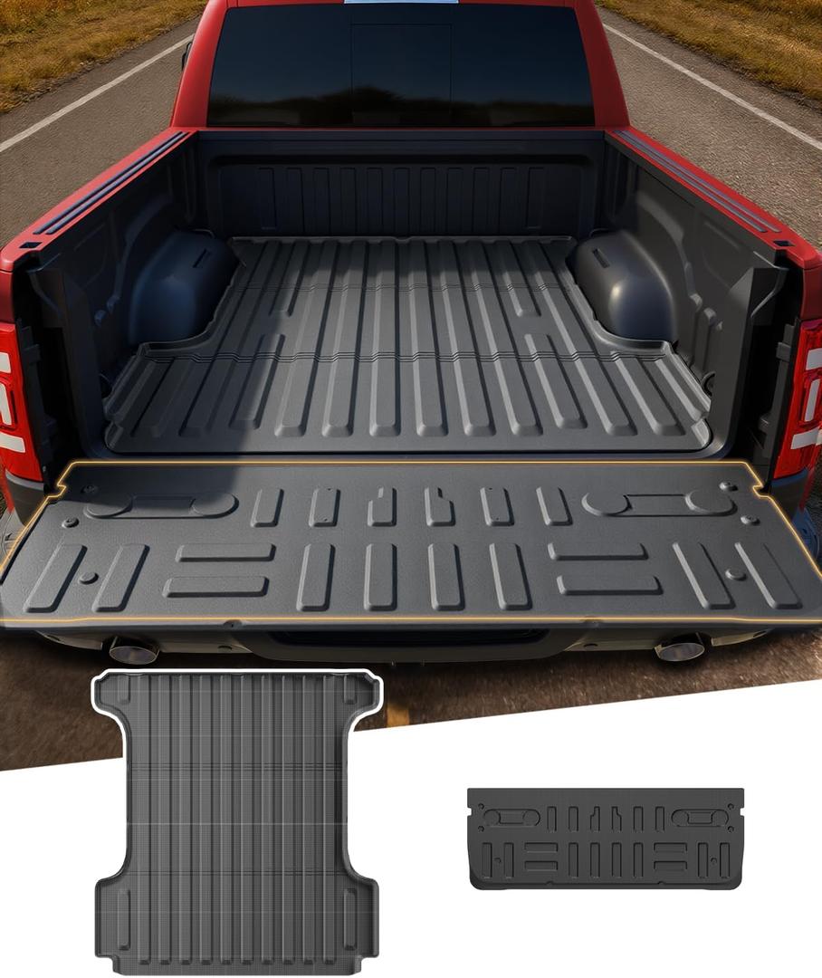 Truck Bed Mat for Ford F150 (2015-2025, 5.5FT) & F-150 Lightning (2022-2025), Heavy Duty Truck Bed Mat, All Weather TPE Bed Liner, Waterproof & Non-Slip, Truck Accessories, 2018 2019 Ford F150 Stuff