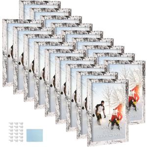 PHAREGE 8x10 Picture Frame Bulk Distressed White, Set of 18 MDF Wood Grain Frame for Display 8 by 10 Family Wedding Photos on Tabletop or Wall