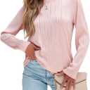 Long Sleeve Shirts for Women Basic Fashion Tops Crewneck T Shirt Fall Winter Dressy Casual Textured Blouses, M