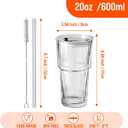 SUROQUE 20oz Ribbed Glass Tumblers with Lids & Straws, Ideal for Iced Coffee, Cocktails & More - Includes Cleaning Brush (EXP 08/26/26)