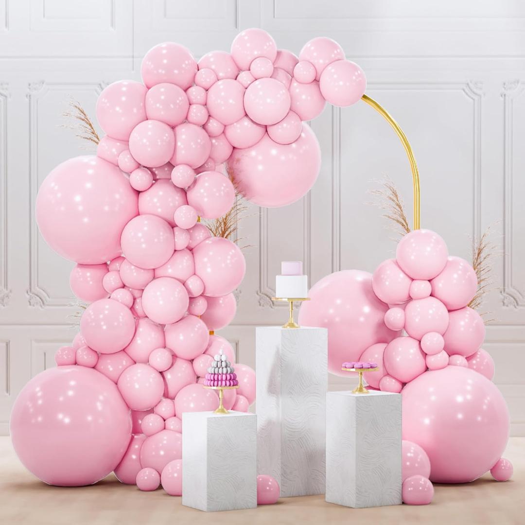 PartyWoo Light Pink Balloons 120pcs Different Sizes of 18 12 10 5 Inch Pastel Pale Baby Pink Balloon Arch Kit Garland for Baby Shower Bachelorette Bridal Shower Birthday Party Decorations Pink-Y48