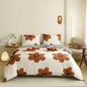 Cottonight Pumpkin Sunflower Comforter Set Brown King Women Girls Beige and Brown Floral Bedding Comforter Set Botanical Flowers Blanket Quilts Soft Breathable Cute Comforter