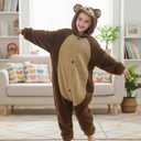 Kids Onesie Animal Costume Christmas Costumes Unisex One Piece Cosplay Suit for Boys and Girls (Brown, M)