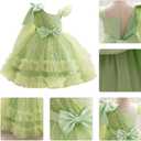 IBTOM CASTLE Girls Birthday Party Dress Heart Glitters Tulle Princess Dress Toddler Flower Girl Wedding Prom Pageant Dress (Green)