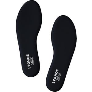 LTOHOE Memory Foam Insoles for Women, Replacement Shoe Inserts for Running Shoes, Hiking Shoes, Sneaker, Cushion Shoe Insoles Shock Absorbing for Foot Pain Relief, Comfort Inner Soles 8mm Black US 7.5