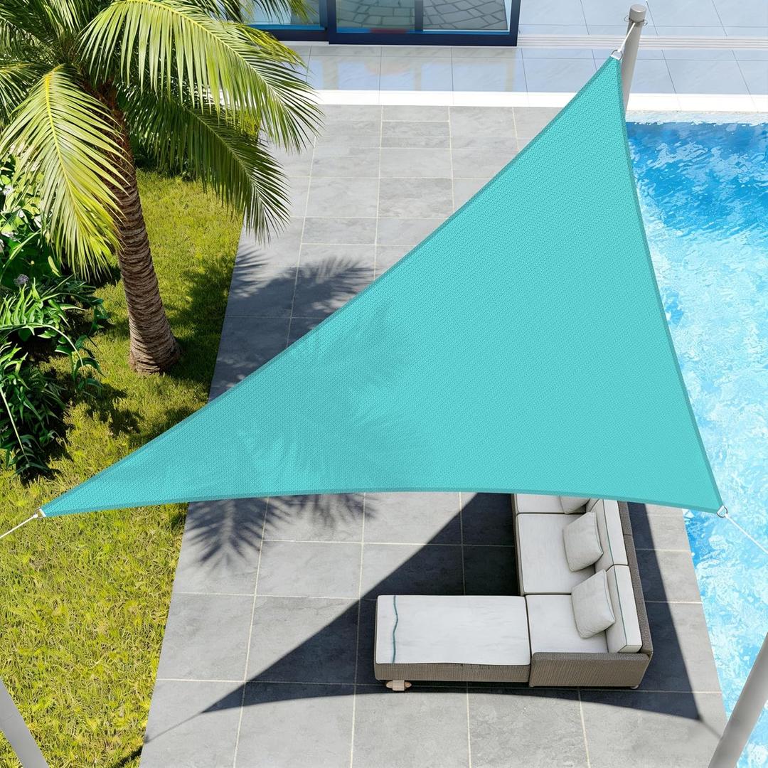 ECOOPTS 8'x8'x11' HDPE Sun Shade Sail Right Triangle Canopy Shades for Outdoor Patio Pergola Cover Blockage 95% UV Resistant (Turquoise)