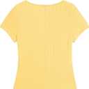 ZAFUL Women's Short Sleeve Shirt Crew Neck Button Down Cardigan T-Shirt Slim Fit Y2K Going Out Casual Fashion Tops (X-Large, 0221-yellow)