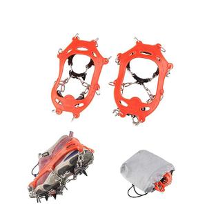 11 Teeth Crampons Outdoor Anti Slip Shoes Cover Ice Claws with Stainless Steel Chain for Kids Children Teenagers, with Carry Bag,Small (US: 7-11, EU: 23-28)