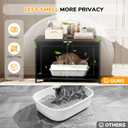 Cat Litter Box Enclosure Furniture Dog Proof, Hidden Kitty Washroom Cabinet Low Entry, Wooden Cat Boxes Enclosure Odor Control for Home, Farmhouse Style Decorative TV Stand with Storage, Black
