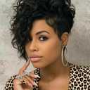 SEVENCOLORS Short Curly Pixie Wigs for Black Women Natural Looking Black Wavy Wigs with Side Bangs Synthetic Short Hair Asymmetrical Wig