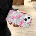 Cute Case for iPhone 13/iPhone 14 Glitter,Bling Clear Pretty Bow Tie Aesthetic Sparkly Cover,Ribbon Bowknot Soft Protective Phone for Women Girls (Pink, for iPhone 16)