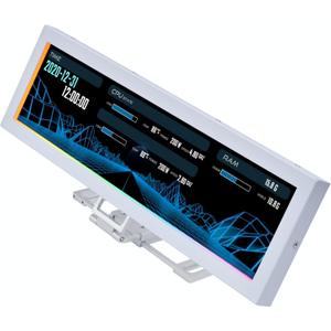 Lian Li 8.8" Universal Screen for PC - Adjustable Mounting for Any Computer Setup - Customizable ARGB Frame - PC Temperature Display Panel - LCD Screen Display - Mini Monitor - SM088W (US88 v1 White)