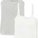 Amazon Essentials Women's Maternity Nursing Tops, Pregnancy Clothes with Adjustable Straps and Built-in Shelf Bra, Pack of 2, Light Grey Heather, X-Large