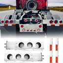 Grandroad Auto 30" Stainless Steel Mud Flap Hanger Set for Semi Trucks, Spring Loaded Mud Flap Light Bar with 2.5" Bolt Space 4" Light Cutouts, Straight Style Tail Light Box