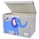 Foldable Large Kids Toy Chest with Flip-Top Lid, Collapsible Fabric Animal Toy Storage Organizer/Bin/Box/Basket/Trunk for Toddler, Children and Baby Nursery (Elephant)