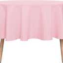 sancua Round Tablecloth - 70 Inch - Water Resistant Spill Proof Washable Polyester Table Cloth Decorative Fabric Table Cover for Dining Tables, Buffet Parties and Camping, Pink