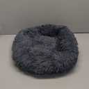 Small Calming Dogs Bed for Small Dogs Anti-Anxiety Machine Washable Fluffy Luxury Anti-Slip Waterproof Mute Base Warming Cozy Soft Pet Puppy Round Bed (19.0"L x 19.0"W x 6.0"Th, Dark grey)
