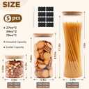 SHOWIN Glass Food Storage Jars, Glass Jars with Bamboo Lids, Kitchen Storage Jars, Canisters with Airtight Lids for Spice, Coffee, Cookie, Set of 5, Pantry Organizers