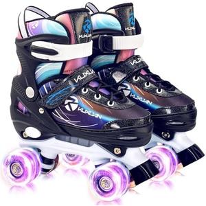 Roller Skates for Kids Girls, Adjustable Women Roller Skates with Light Up Wheels for Children Sports & Indoor Outdoor, M (33-37)