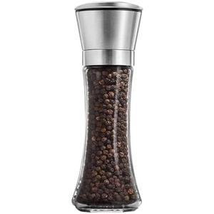 Salt and Pepper Grinder Tall Size - Black Pepper,Herb Shakers Mill Refillable Manual - Stainless Steel Lid - Adjustable Coarseness - Glass Material- Fits in Home,Kitchen,Barbecue