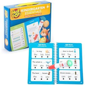 Educational Insights Hot Dots Kindergarten Essentials: Reading & Math Workbook - Kindergarten Workbooks with Interactive Pen, Homeschool Learning Books, Build Reading Fluency and Math Skills, Ages 5+