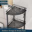 Consumest Corner Shower Caddy Stand - 3 Tier Shower Organizer with Soap Holder, Tall Floor Corner Shelves Standing with Adjustable Feet & 4 Hooks, Storage Rack for Bathroom Black