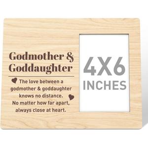 RJYMK Godmother Goddaughter Gift Wood Photo Frame, Christmas Birthday Baptism Christening Picture Frame Gifts for Godmother God mom Goddaughter Best Godmother Ever Gift (A1)