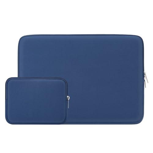 RAINYEAR Laptop Sleeve Case Compatible with 13.3 Inch Notebook Computer Tablet Chromebook 14" MacBook Pro/Max M1 M2 M3 M4 M5 Soft Carrying Bag Protective Cover with Accessories Pouch (Navy Blue)