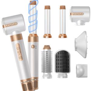 Blow Dryer Brush 7 in ONEAutowrap Curling Wand, 110,000 RPM High-Speed Negative Ionic Hair Dryer with Diffuser Concentrator, Round Brush Blow Dryer Air Styler, Volumizing Hair Styling Tools (White Gold)
