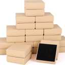 48 Pack Cardboard Jewelry Gift Boxes 3.5x3.5x1 Inch Bulk Jewelry Packaging Small Jewelry Box with Lids for Necklace Ring Bracelet Earring(Brown)