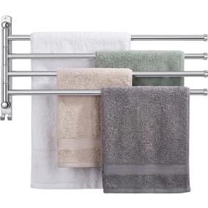 Teenyyou 20.4" Swivel Towel Rack 4 Arms 304 Stainless Steel Sliver