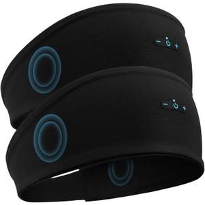 Sleep Headphones Bluetooth Headband for Side Sleeper 2 Pack, 17H Playtime, Wireless Headband Headphones with HD Stereo Speakers for Workout,Running,Yoga, Ideal Gifts for Men, Women, Teens, Black  2