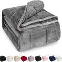 Wemore Sherpa Fleece Weighted Blanket for Adult, 20 lbs Dual Sided Cozy Fluffy Heavy Blanket, Ultra Fuzzy Throw Blanket with Soft Plush Flannel Top, 60 x 80 inches Grey on Both Sides