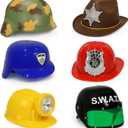 Liberty Imports 6 PACK - Dress Up Pretend Career Role Play Hard Hats & Helmets for Little Kids - Halloween Costume Role Play Toddler Dressup Set (Police, Fireman, Construction, SWAT, Cowboy, Army)