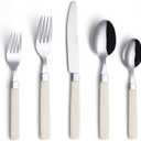 ANNOVA Silverware Set Stainless Steel Colorful Tableware Kitchen Flatware Set Utensils, Includes Dinner Knives, Forks, Spoons, Salad Forks & Dessert Spoons (Cream, 20 Pieces)