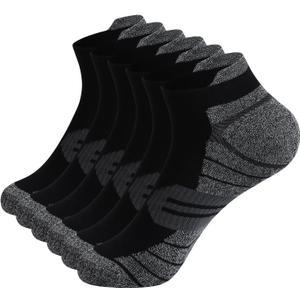 Men's Activewear Ankle Socks 6 Pairs,Men's Running Socks Low Cut Compression Running Sock with Ankle Support (9-12, 047 Black)