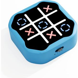 Handheld Game for Kids, 3-in-1 Electronic Tic Tac Toe Toy with Memory Challenge & Silent Mode, Fun Gift for Boys and Girls, Blue (Battery-Powered)