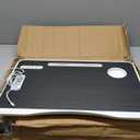 Laptop Bed Table, Laptop Desk for Bed, Foldable Laptop Bed Desk with USB Charge Port, Handle, Desktop Card Slot, Cup Slot, Side Drawer, Portable Laptop Table for Bed Eating Reading Working (Black)