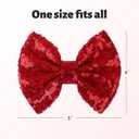 4 x Hair Clip with 5 inches Sequins Large Bow for Girls Toddler Hair Accessories Women Teens Babies Gifts - Red
