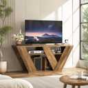 Modern Wooden TV Stand for TVs Up to 50 Inch, 43 Inches Media Console Table with Open Storage Shelves, Sturdy Wood Entertainment Center for Living Room, Easy Assembly (Brown), 11.81" W x 19.69" H x 43.31" D