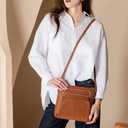 befen Genuine Leather Crossbody Bags for Women, Medium Anti-Theft Shoulder Purse with Built in RFID Wallet for Travel (Cognac Brown)