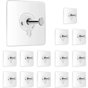14 Pack Wall Hooks 13 lbs(Max), Wall Hangers Without Nails, Adhesive Wall Hooks, Waterproof and Rustproof to use Inside Kitchen, Bathroom, Home and Office