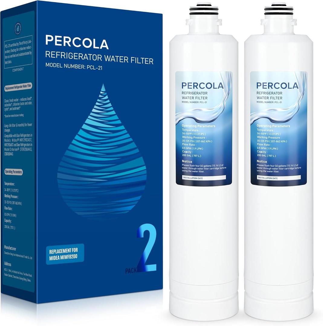 MIWF8200 Water Filter, Compatible with Midea MIWF8200/MF-2812-R4 Water Filter, Midea MRF29D3AST, MRF29D6AST, MRF29D9BST Refrigerator Models (1 Pack)