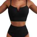 Herseas High Waisted Bikini Sets for Women - V Wire Two Piece Swimsuits Swim Suits 2026 Tummy Control Bathing Suit Size L