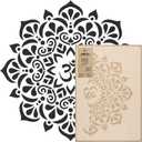 NAKLEO Mandala Painting Large Stencil Diameter 23.2, Tibetan Circle OM Mandala Geometric Ornament, Reusable Plastic Template DIY Art and Craft, Wall Floor Wood Fabric Furniture